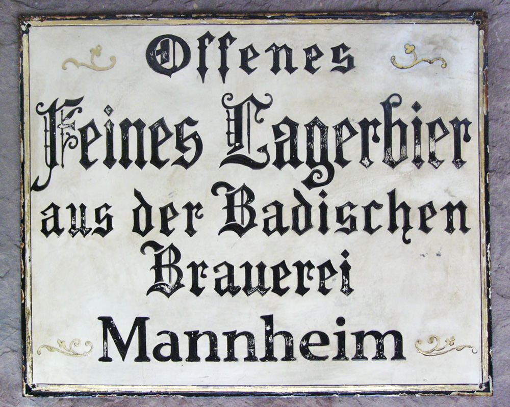 Emaille-Schild Badische Brauerei "Feines Lagerbier"